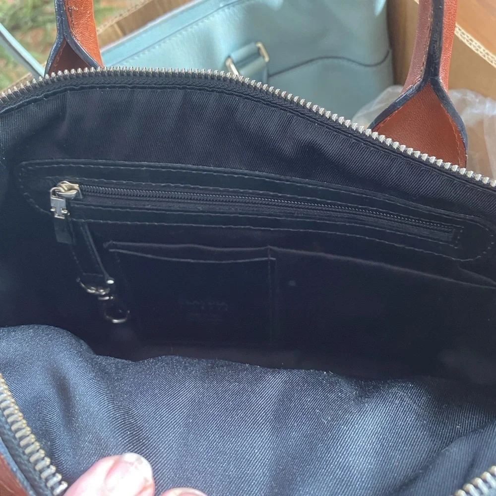 Black Quilted Handbag with Brown Leather Accents